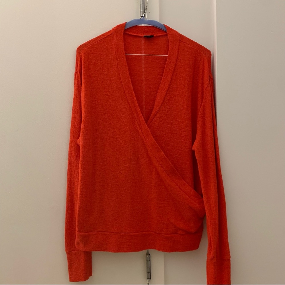 J. Crew red wrap top